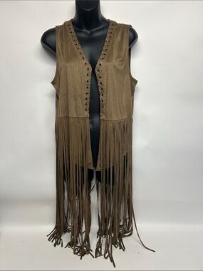 mark. Tan Sueded Fringe vest top festival western